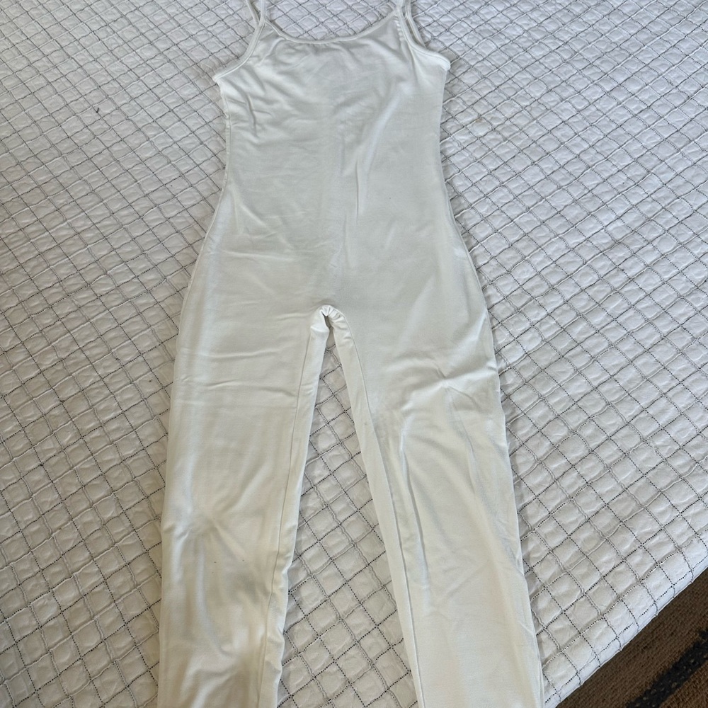 White Sleeveless Bumpsuit- Maternity xs